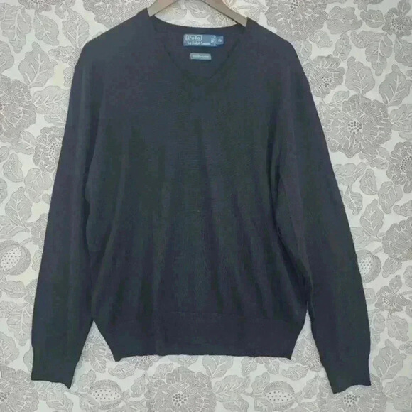 Polo Ralph Lauren Other - Vintage Polo by Ralph Lauren 100% Merino wool Men's Sweater XL V neck Black
